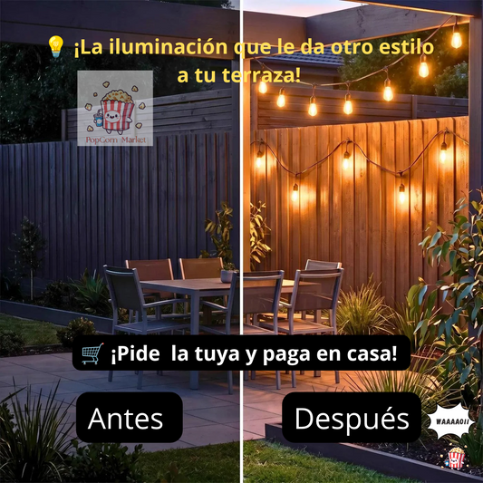 Guirnalda Solar de 10 Metros y 10 Ampolletas LED