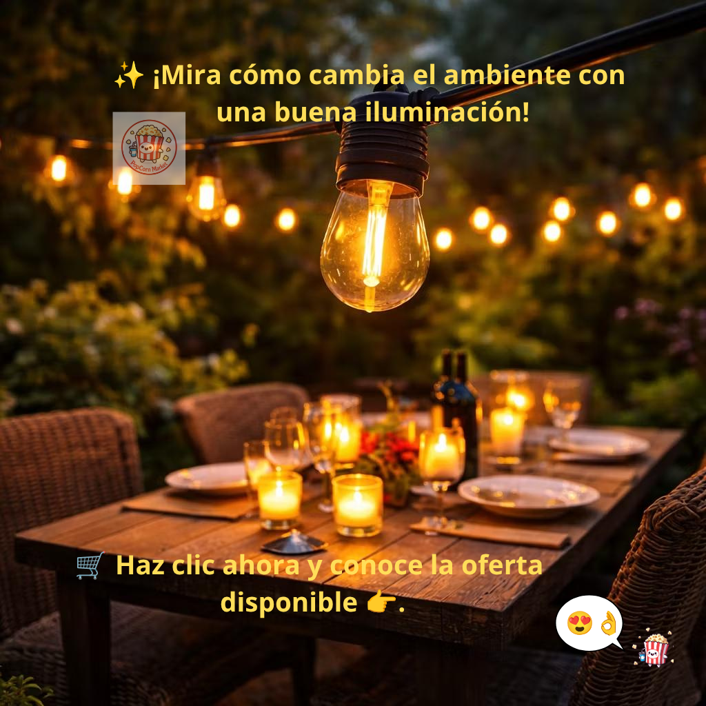 Guirnalda Solar de 10 Metros y 10 Ampolletas LED