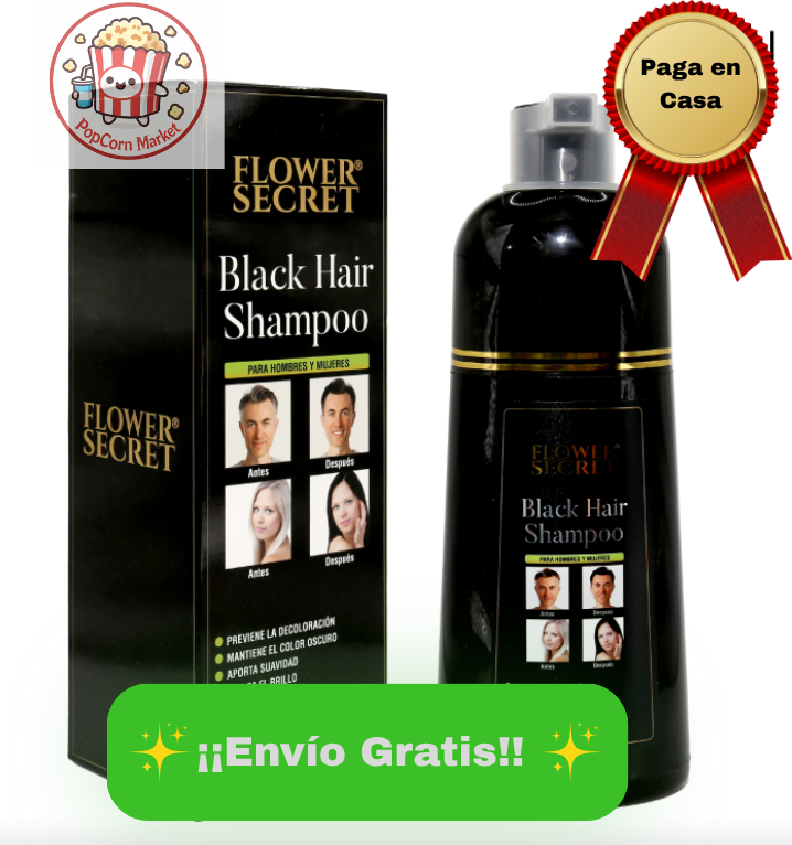 SHAMPOO FLOWER SECRET CUBRE CANAS TONO NEGRO 400 ML