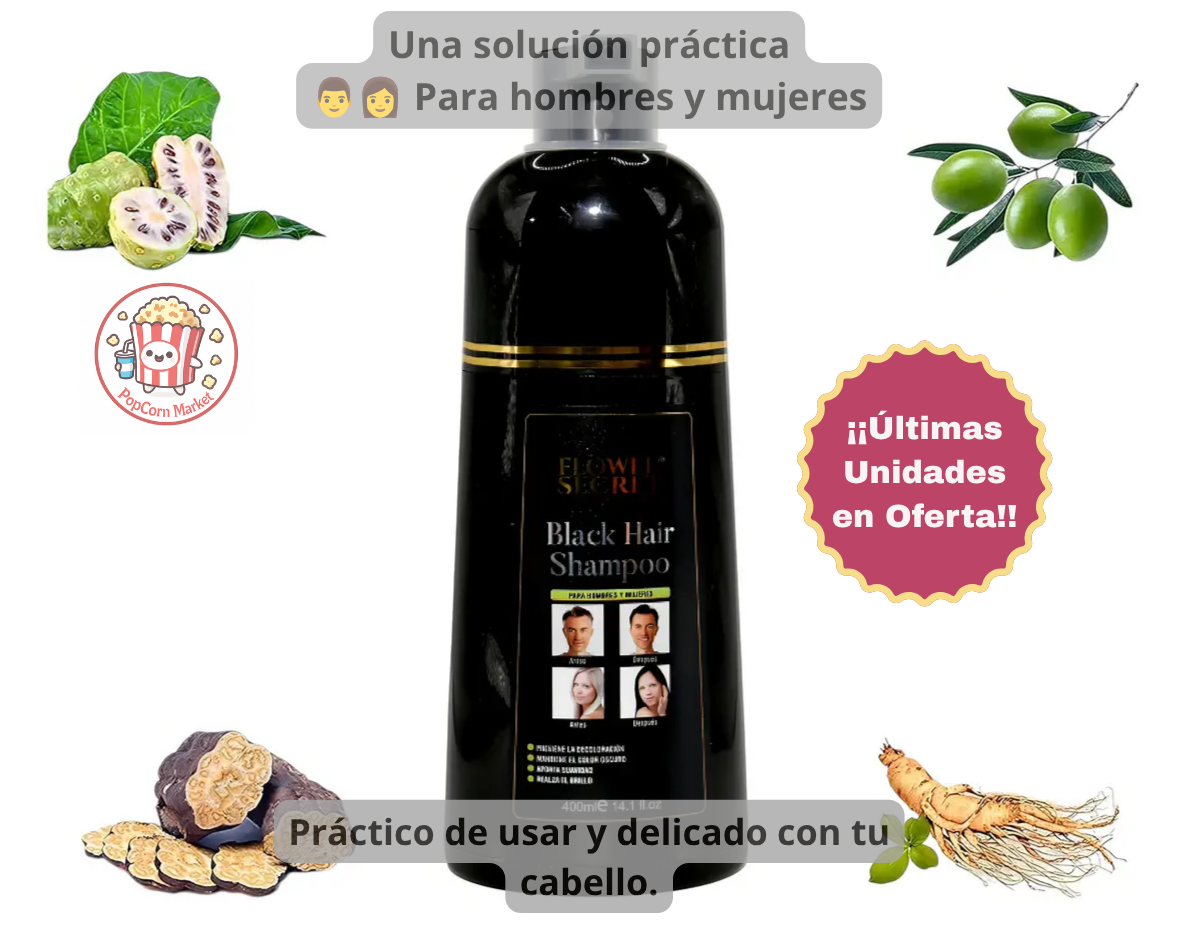 SHAMPOO FLOWER SECRET CUBRE CANAS TONO NEGRO 400 ML